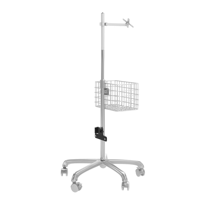 Medical Rolling Cart with VESA Articulating Arm, Basket, and Power Strip Holder CTA DIGITAL