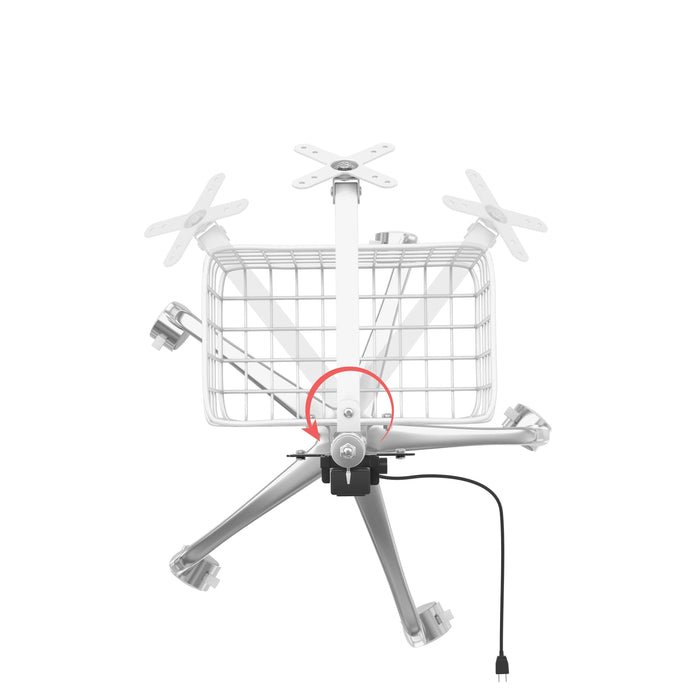 Medical Rolling Cart with VESA Articulating Arm, Basket, and Power Strip Holder CTA DIGITAL