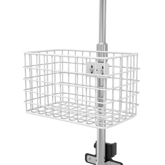Medical Rolling Cart with VESA Articulating Arm, Basket, and Power Strip Holder CTA DIGITAL